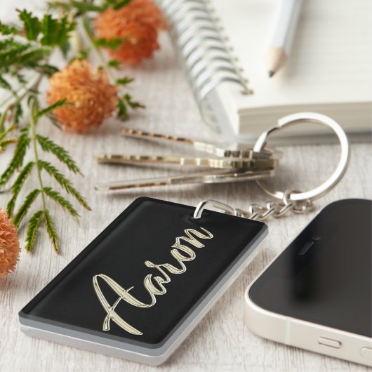 Aaron Name whitegold Porte-clés (Devant droit)