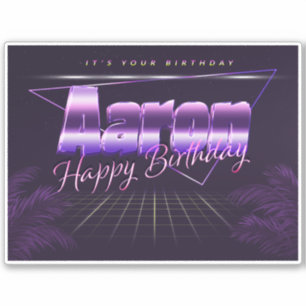 Aaron Nom Prénom lila retro Sticker