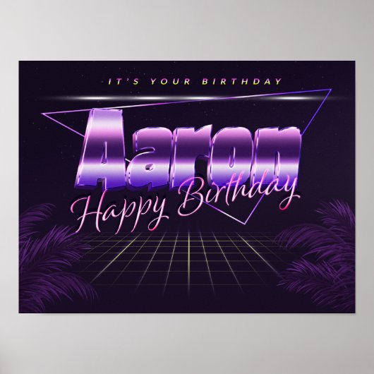 Aaron Nom Vorname lila retro Poster Geburtstag (Devant)