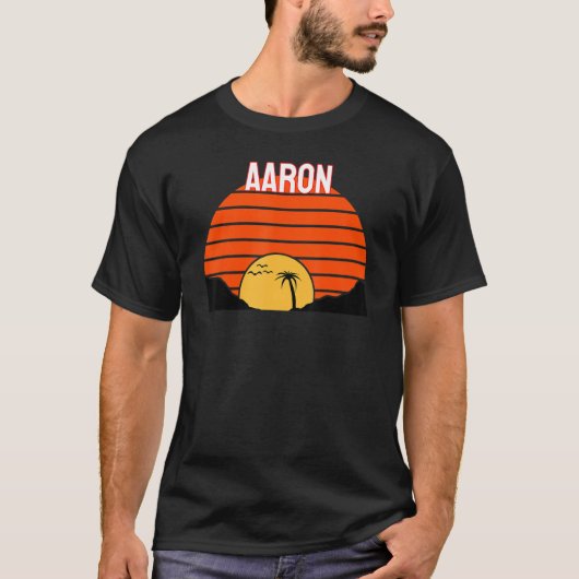 Aaron Palm Tree Sunset Retro Sand Dunes T-shirt (Voorkant)