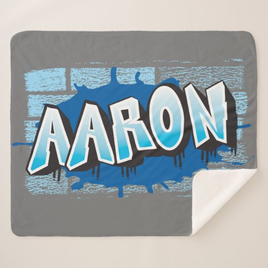 Aaron Your Graffiti Name Background Brick Wall Ze Sherpa Deken (Voorkant (horizontaal))