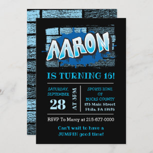 Aaron Your Graffiti Name Brick Wall Birthday Party Kaart