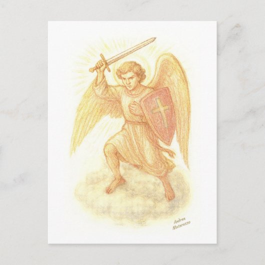 Aartsengel met zwaard briefkaart (Voorkant)