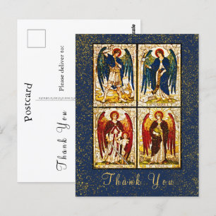 Aartsengel Michael Goud Glitters Donkerblauw Dank  Briefkaart
