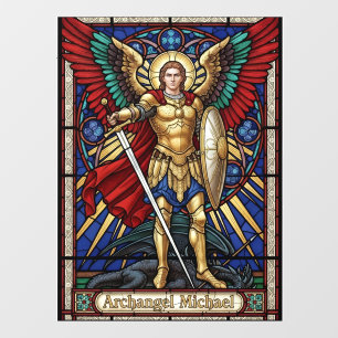 Aartsengel Michaël - Kleurrijke Gebrandschilderde Raamsticker