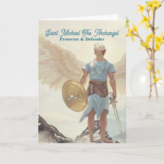 Aartsengel Michael – Serene Guardian pastellicht Kaart (Gele Bloem)