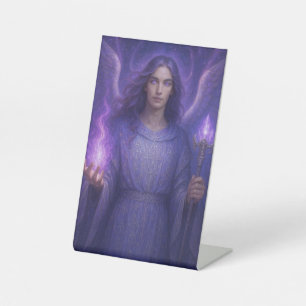 Aartsengel Zadkiel – Bewaker van de Violette Vlam Reclamebord Met Voetstuk
