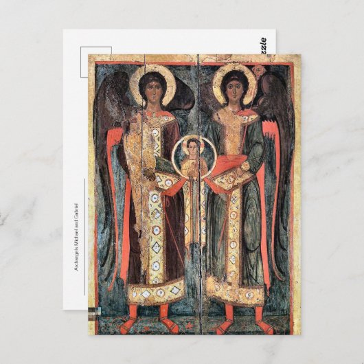 Aartsengelen Michael en Gabriel Orthodox Christeli Briefkaart (Voorkant / Achterkant)