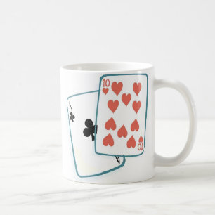 Aas en Tien van de Speelkaarten van Harten Koffiemok
