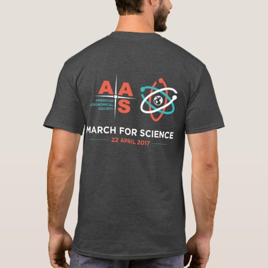 AAS + March for Science; Omgekeerd, Koolsteengrijs T-shirt (Achterkant)
