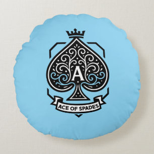 Aas van Schoppen Crest — Gekroonde Filigraan Rond Kussen