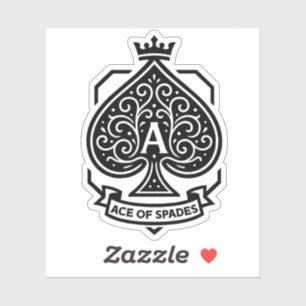Aas van schoppen Crest — gekroonde filigraan Sticker