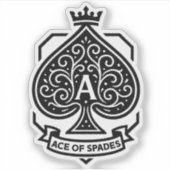 Aas van schoppen Crest — gekroonde filigraan Sticker (Voorkant)