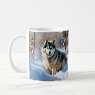 Aaskan Malamute Laat het Sneeuwen Kerstmis Koffiemok