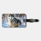 Aaskan Malamute liet het sneeuwen Kerstmis Bagagelabel (Achterkant horizontaal)