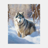 Aaskan Malamute liet het sneeuwen Kerstmis Fleece Deken (Voorkant)