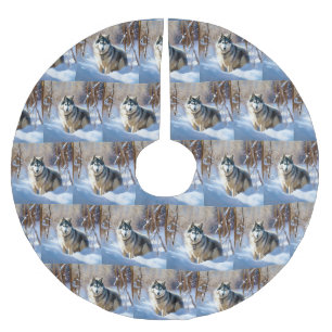 Aaskan Malamute liet het sneeuwen Kerstmis Kerstboom Rok