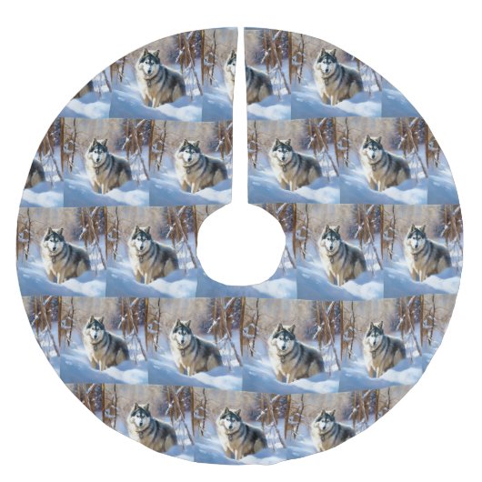 Aaskan Malamute liet het sneeuwen Kerstmis Kerstboom Rok (Voorkant)