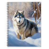 Aaskan Malamute liet het sneeuwen Kerstmis Notitieboek (Voorkant)