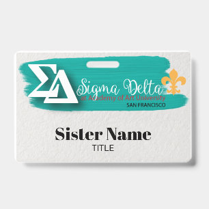 AAU SIGMA DELTA Sorority Name Badge