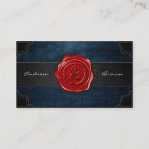 AB & BA Wax Seal Monogram [Grunge Blue] Visitekaartje