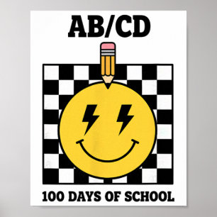 Ab Cd 100 dagen school kinderen potlood schaakbord Poster