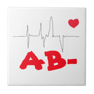 AB- Funky Blood Type Heart Rate Medical Tegeltje