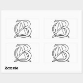 AB Monogram Rechthoekige Sticker (Vel)