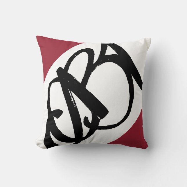 ABA® Pillow (zwart op wit, rood) Kussen (Voorkant)