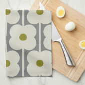 Abacus Bloem en kleine stengelpatroon wit & Grijs Theedoek (Quarter Fold)