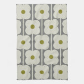 Abacus Bloem en kleine stengelpatroon wit & Grijs Theedoek (Verticaal)