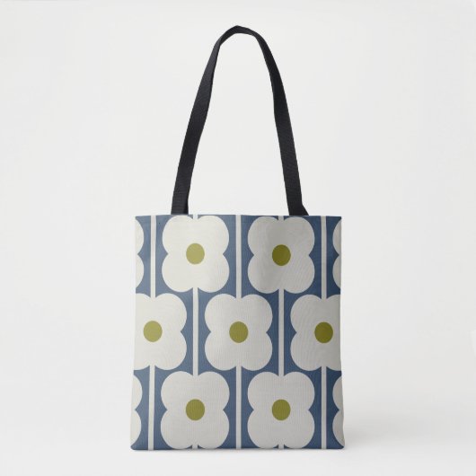 Abacus Flower Lined Eyelet Wit en Blauw Draagtas (Voorkant)