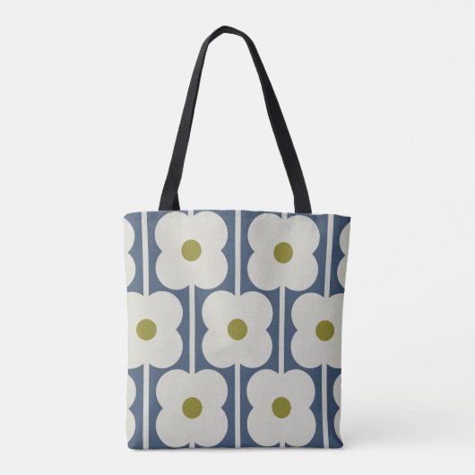 Abacus Flower Lined Eyelet Wit en Blauw Draagtas (Achterkant)