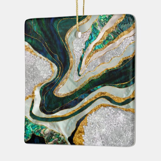 Abalone en Crystals geode digitale kunst Keramisch Ornament (Links)