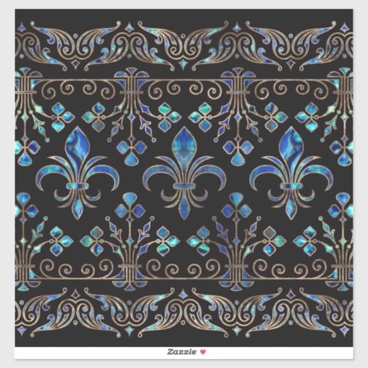 Abalone Shell and gold Fleur-de-lis ornament Sticker (Vel)
