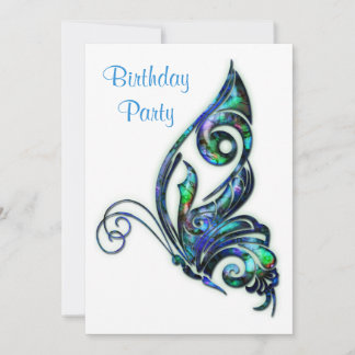Abalone Shell Art Deco Butterfly Birthday Party Kaart