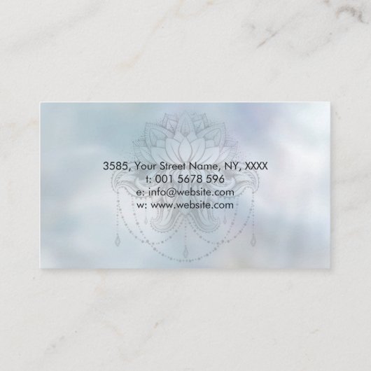 Abalone Shell en Silver lijst Lotus op parels Visitekaartje (Achterkant)