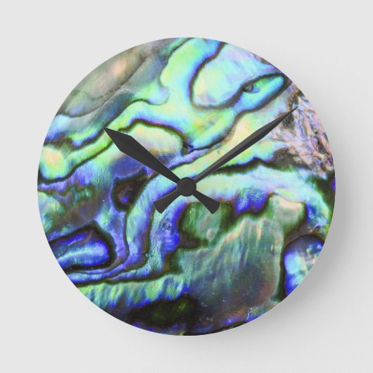 Abalone shell green blue paua ronde klok (Voorkant)