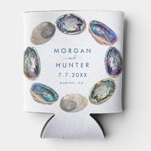 Abalone Shell Kleurrijke Waterverf Strand Bruiloft Blikjeskoeler (Voorkant)