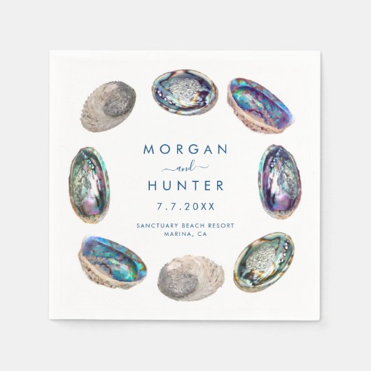 Abalone Shell Kleurrijke Waterverf Strand Bruiloft Servet (Voorkant)