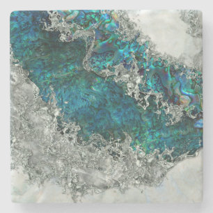 Abalone Shell Pearl en Silver 2 Stenen Onderzetter