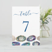 Abalone Shell Trouwtafel Nummer Kaarten (Staand voorkant)