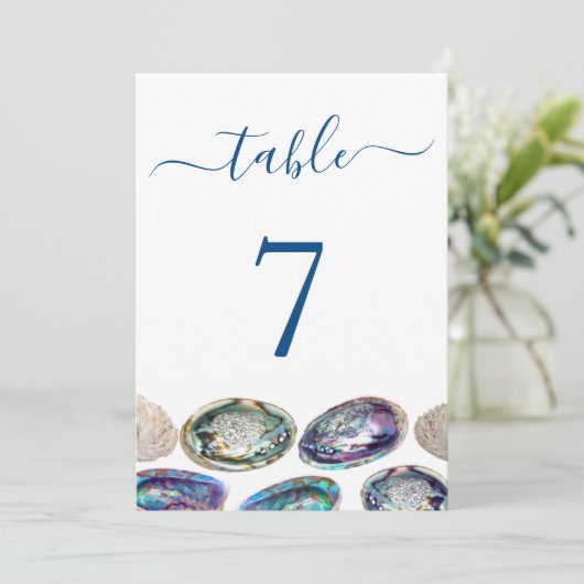 Abalone Shell Trouwtafel Nummer Kaarten (Staand voorkant)