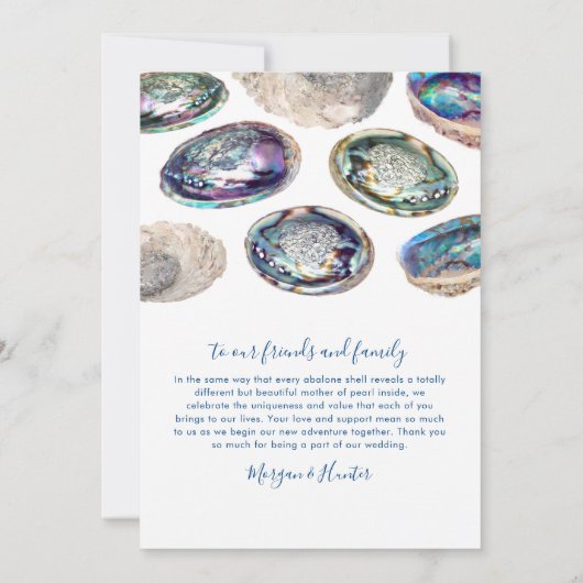 Abalone Shell Waterverf Strand Bruiloft Flat Bedankkaart (Achterkant)