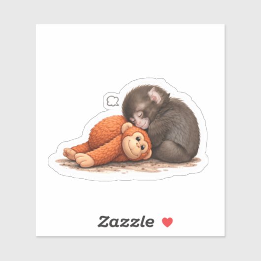 Abandoned Baby Monkey with Comfort Surrogate Doll  Sticker (Vel)