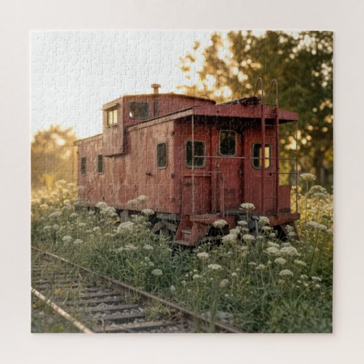 Abandoned Caboose In a Wildflower Field Legpuzzel (Verticaal)