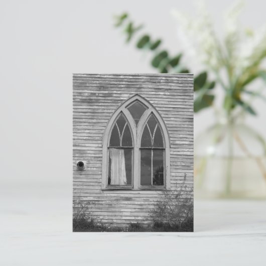 Abandoned Church Window Black and White Briefkaart (Staand voorkant)