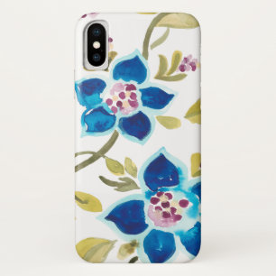 Abbey Floral Tiles - Blue Blooms iPhone X Hoesje