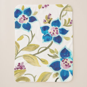 Abbey Floral Tiles - Blue Blooms Sherpa Deken