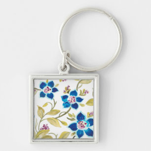 Abbey Floral Tiles - Blue Blooms Sleutelhanger